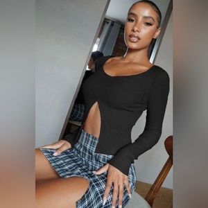 Shein Split Hem Crop Long Sleeve